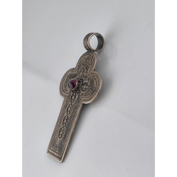 Don Lucas Native American Sterling Silver 925 Gem Stone Cross Pendent - Picture 9 of 14
